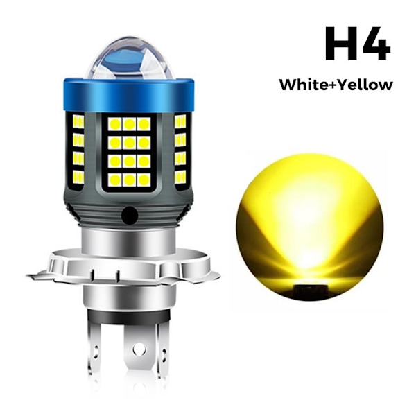LED Motorcykelstrålkastare H4 BA20D P15D Vit/Gul Ultra Hög B White+Yellow  H4 One size