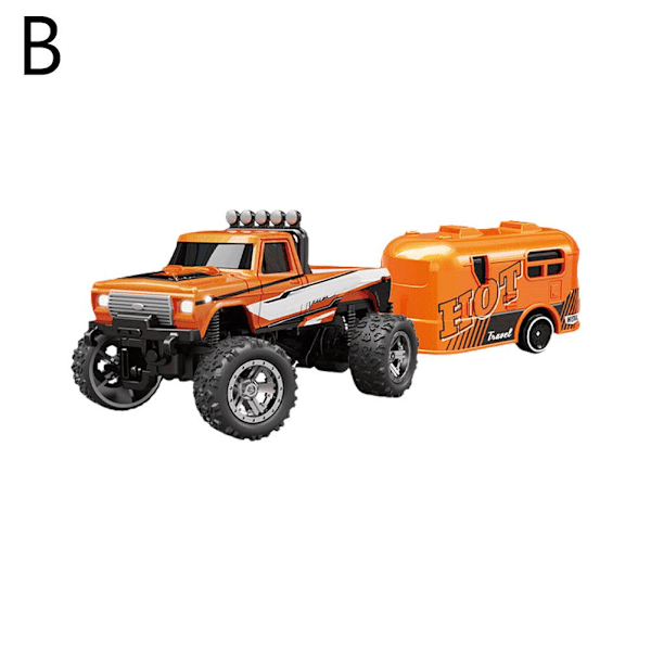 Mini RC Lastbil USBC Uppladdningsbar Underflöde med Släp 1:64 Skala orange One size