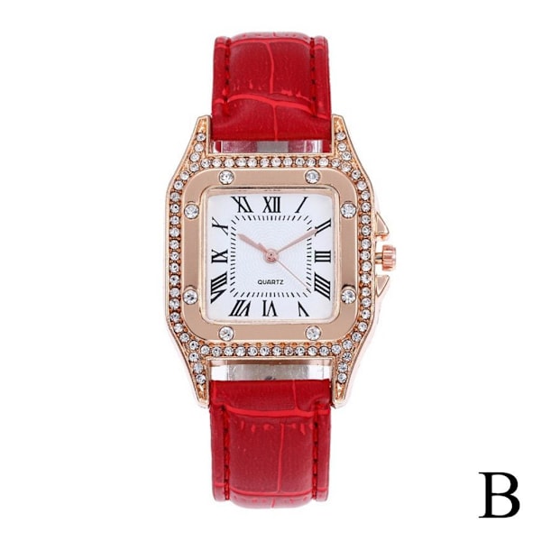 Dam Quartz Klocka Fyrkantig Form Mode Retro Stil Damklocka Red One size