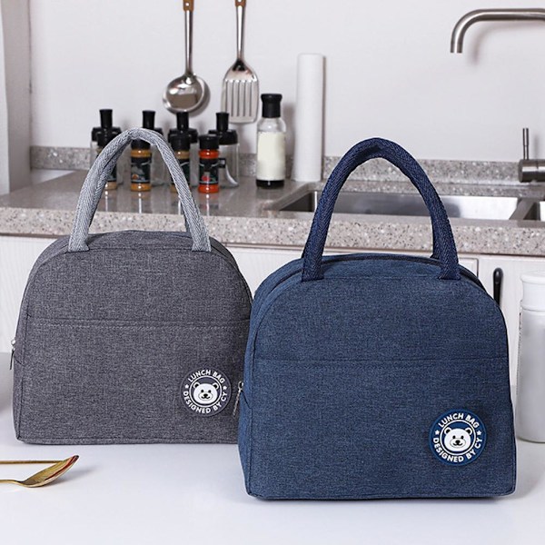 Camping Isolerad Lunchväska Isolerad Bento Väska, Bärbar Lunch Gray 1pcs