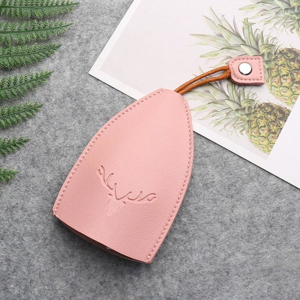 PU Läder Utdragbar Söt Stor Kapacitet Bilnyckelfodral AU Nyckelring Pink One-size
