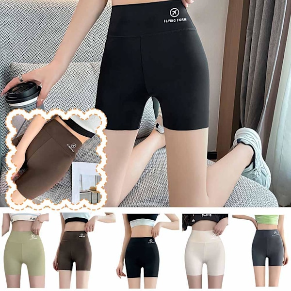 Åtsittande byxor för mage och höftlyft, anti-genomskinlig yoga, is-silke black XL