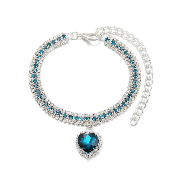 Halsband för husdjur, tre rader med färgade strass, halsband, smycken, katt, hund A Red M