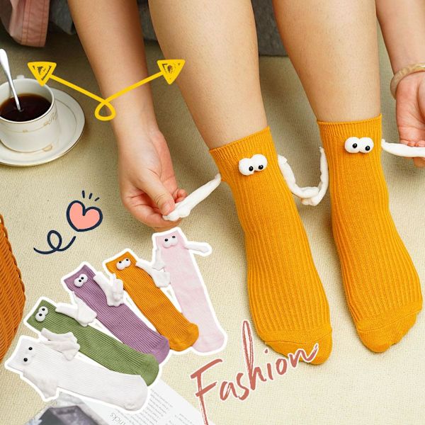 Magnetiska Hand i Hand Strumpor 2023, Hand i Hand Strumpor, Barnhänder yellow 1 pair