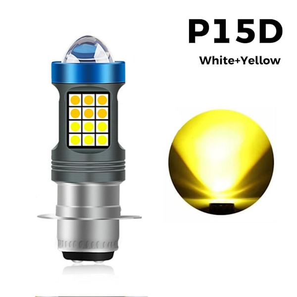 LED Motorcykelstrålkastare H4 BA20D P15D Vit/Gul Ultra Hög B White + Yellow P15D One size