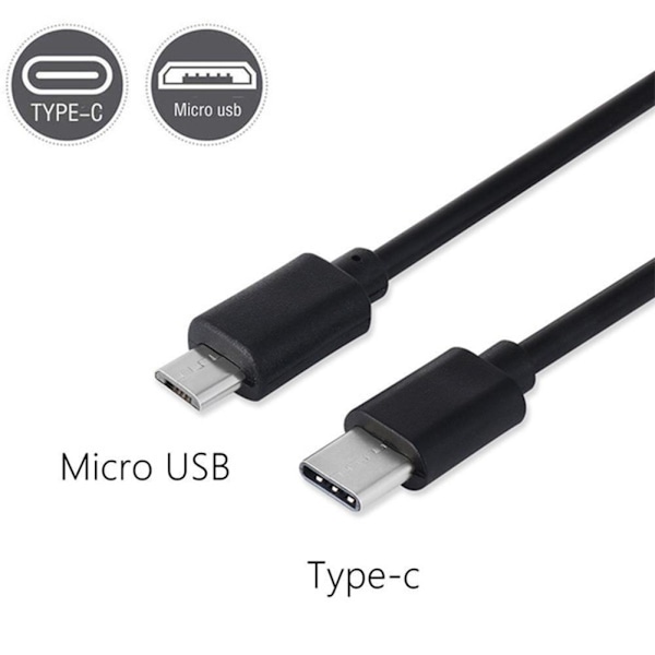 1X USB-C Typ C till Micro USB Hane Synk OTG Laddning Dataöverföring blackA 0.3m