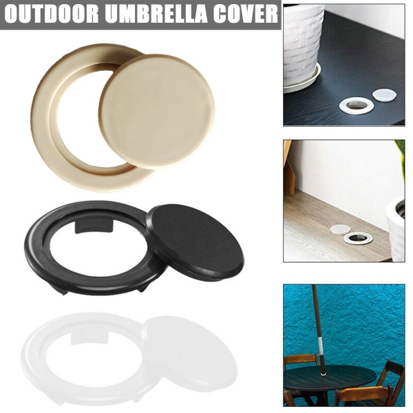 Bord Parasoll Paraply Hål Ring Plug Cap Set för utomhusträdgård black One-size