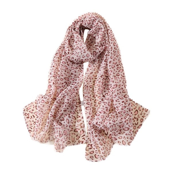 Leopard Chiffon Scarf Strand Wrap Sjal, Animal Print Scarf Fashio khaki 50*160cm