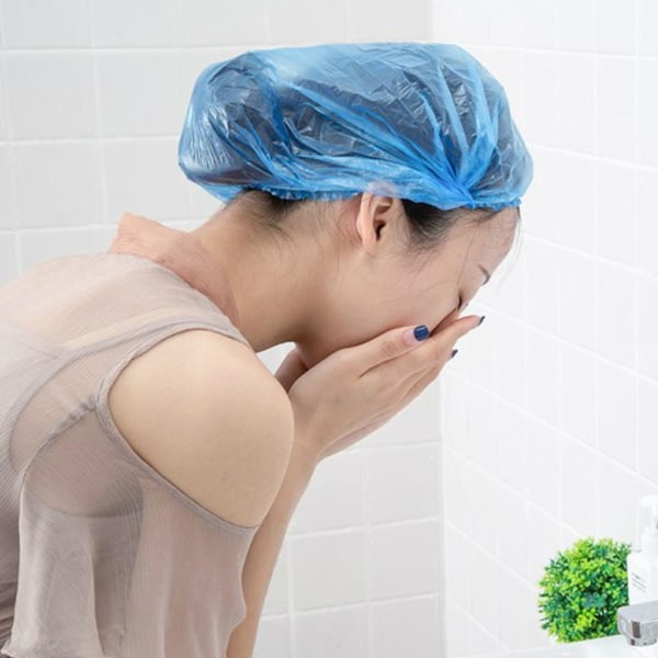10-100st duschmössor Badelastisk Klart hårvårdsskydd pink one-size 5pcs