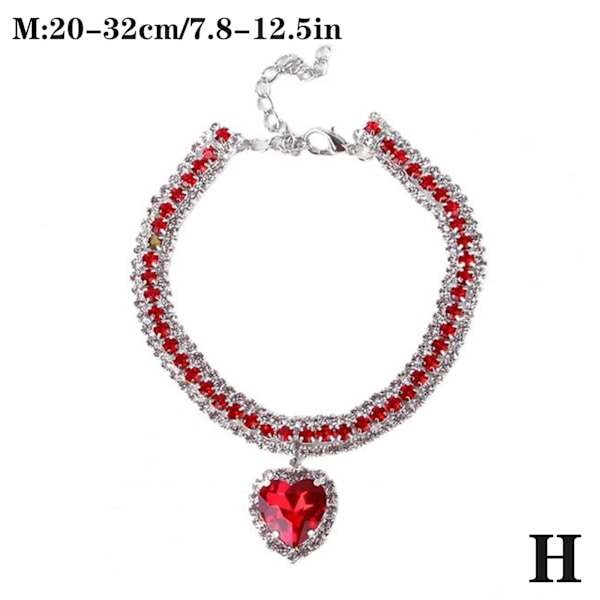 Halsband för husdjur, tre rader med färgade strass, halsband, smycken, katt, hund A Red M