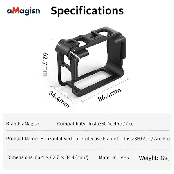 Metallbur för Insta360 Ace/Ace Pro Kamera Ram Skyddsfodral U blackB For Insta360 Ace