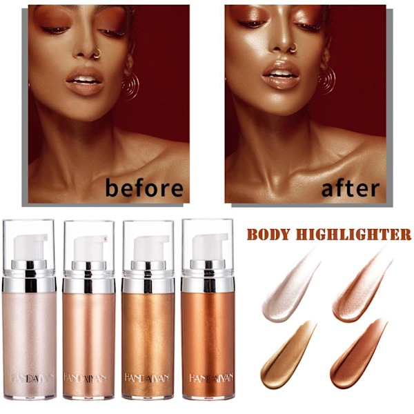 1x Kropps Highlightersmink Slät Skönhetssmink Glow V6W3 Z9A4 3# 20ml