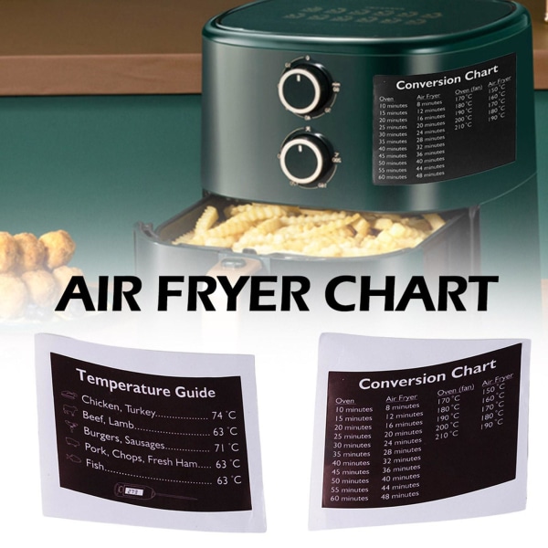 Receptkort för Airfryer-tillbehör, Airfryer-konverteringstabell Chart Conversion One-size