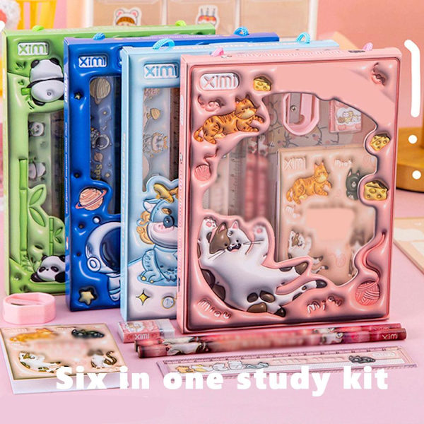Skrivset 6-i-1 Studentpresent Pennset Studiematerial S green 1 set
