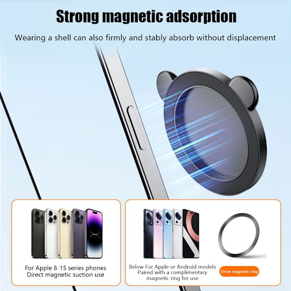Magnetisk Selfie-spegel för Bakkamera, Smal Mobiltelefon Selfie Mi black one size