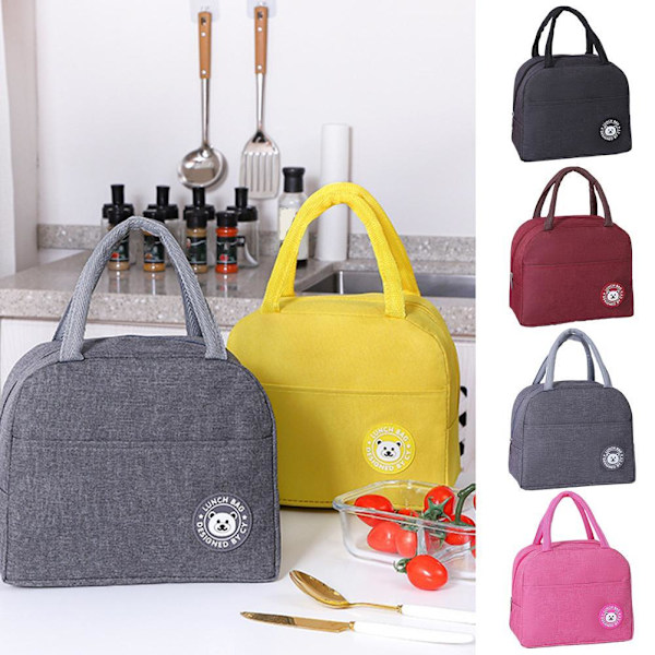 Camping Isolerad Lunchväska Isolerad Bento Väska, Bärbar Lunch Gray 1pcs