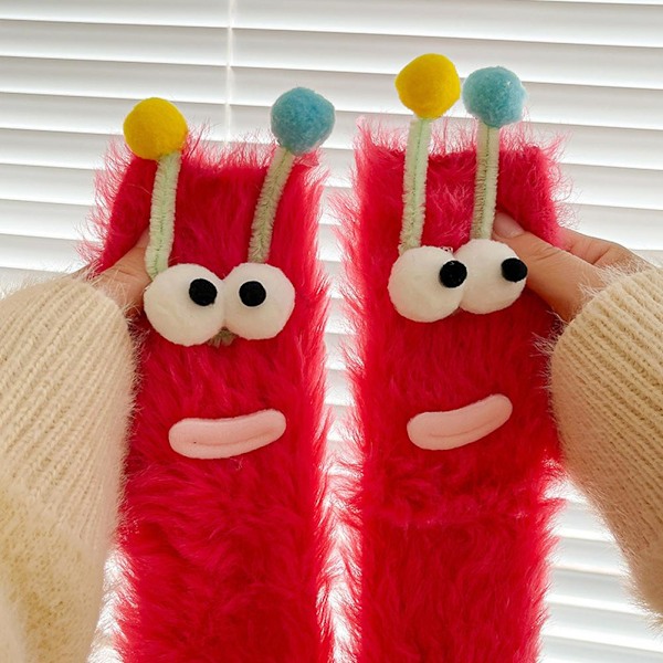 Japanska KAWAII Rumssockor Varma Plysch Mellanhöga Strumpor Flerfärgade Green One size