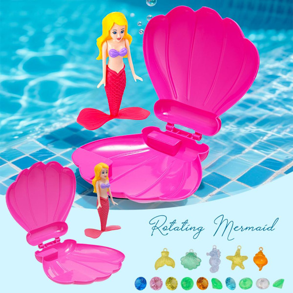 Dykning Roterande Stigande Sjöjungfru Set Barn Pool Lek Skatt H Transparent flash blue 1pcs
