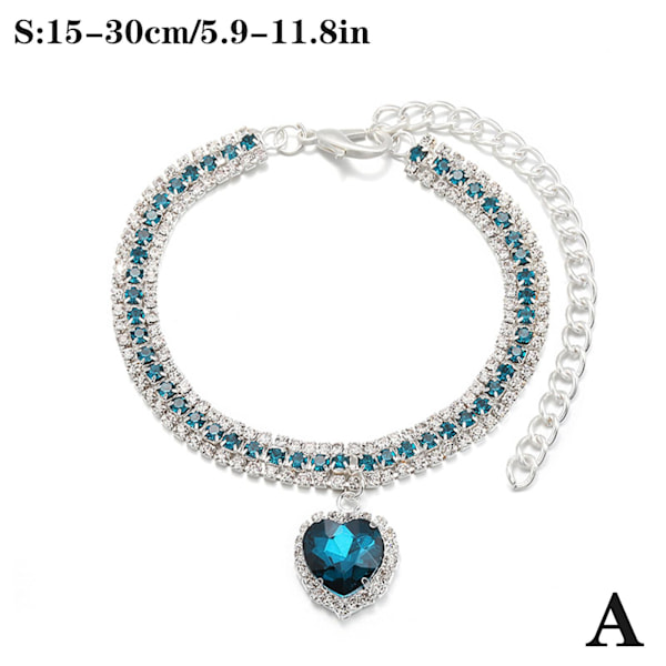 Halsband för husdjur, tre rader med färgade strass, halsband, smycken, katt, hund A Polychromatic M