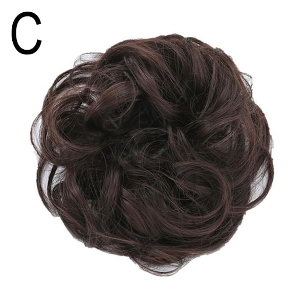 Lockigt rörigt hårbulleuppsättning Scrunchie Fake Natural Bobble Ha dark brown 13cm