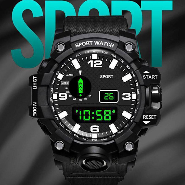 Digital Elektronisk Klocka för Barn Vattentät Pojkar Sport LED Black One size