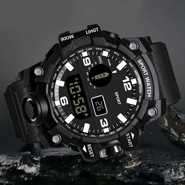 Digital Elektronisk Klocka för Barn Vattentät Pojkar Sport LED Black One size