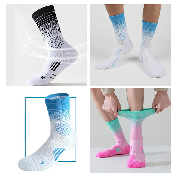 1 Par Gradient Basketbollstrumpor Handdukbotten Elite Strumpor Profes White and green 1pair