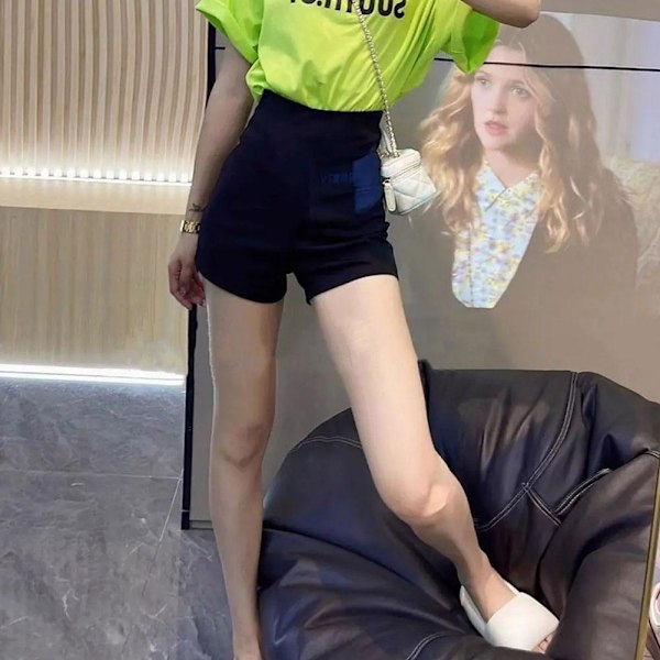 Damshorts Sommar Slim A-Linje Shorts. гз Y3Y7 Z5H2 J1C6 R7I6 Black XL
