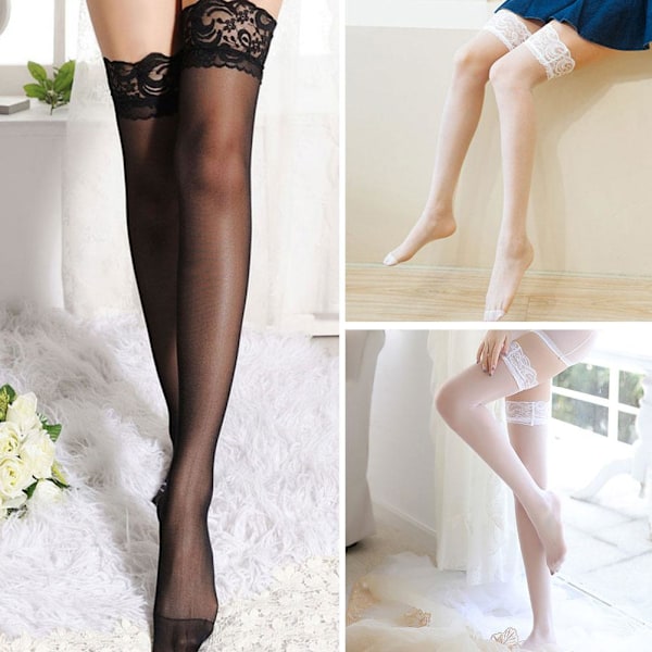Ultratunna Rena Oelastiska Nylonstrumpor Sexiga Siden Retro Lårhöga black one-size