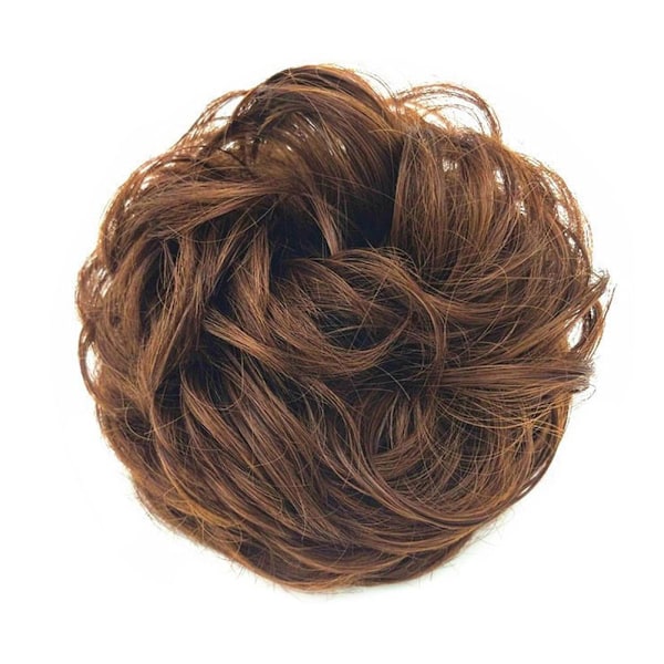 Lockigt rörigt hårbulleuppsättning Scrunchie Fake Natural Bobble Ha black brown 13cm