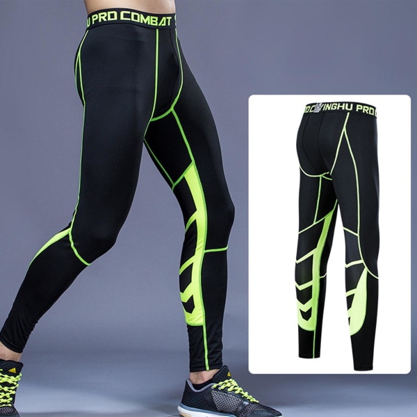 Kompressionsleggings Sport Fitness Joggingbyxor Snabbtorkat arbete green L