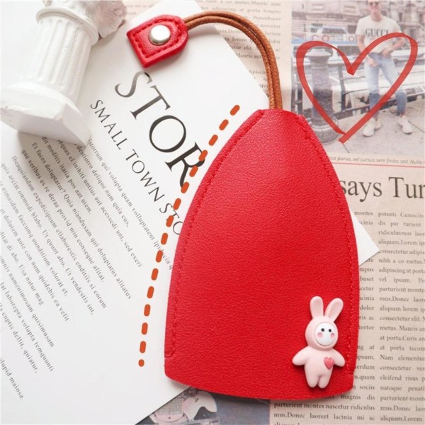 PU Läder Kreativ Utdragbar Söt Stor Kapacitet Bilnyckelfodral, Ca Red rabbit2 One-size