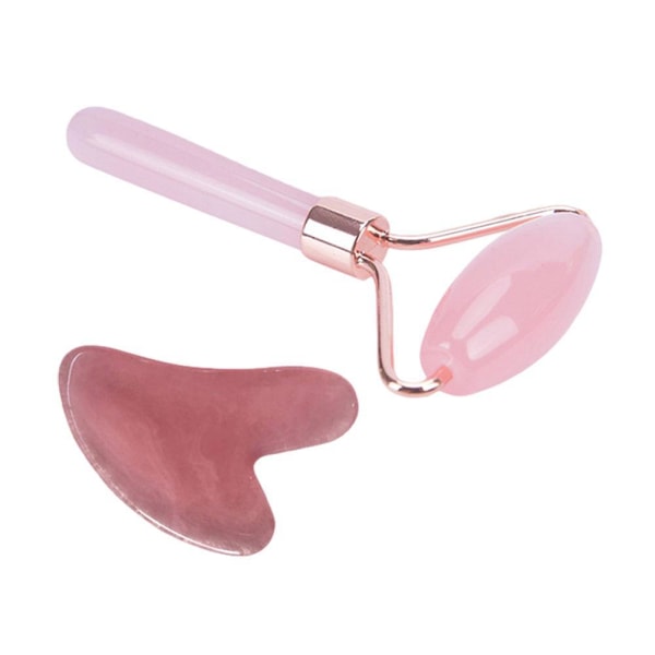 Jade Roller & Gua Sha Ansikte Kropp Terapi Massager Sten Set white 2pcs