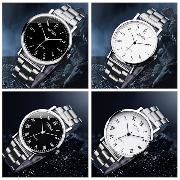 Klocka för män Ej vattentät Original Rostfritt Stål Quartz Bla Black One size