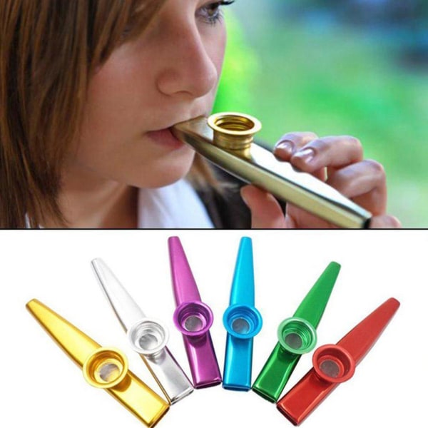 Metallmunspel Kazoo Munflöjt Musikinstrument Barnfest G blue One-size