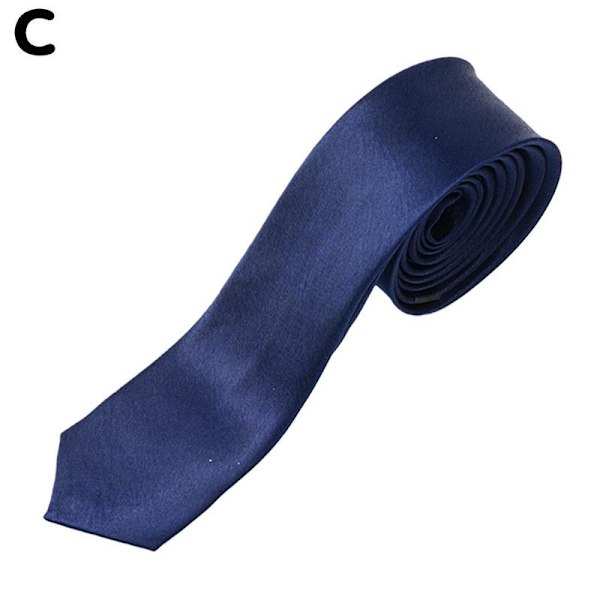 Herr Slips Smal Klassisk Svart Bröllopsslips Pojkar Enfärgad Slim FA navy blue One-size