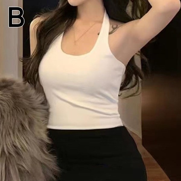 Linne, rygglöst med inbyggda bh-inlägg, Sling Vest Top Q9C7 J5 White One size