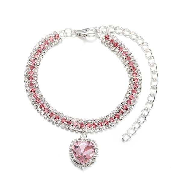 Halsband för husdjur, tre rader med färgade strass, halsband, smycken, katt, hund A Red M