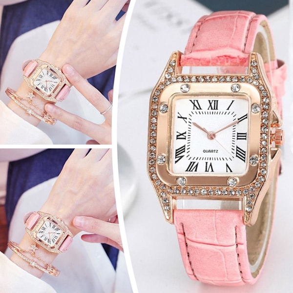 Dam Quartz Klocka Fyrkantig Form Mode Retro Stil Damklocka White One size