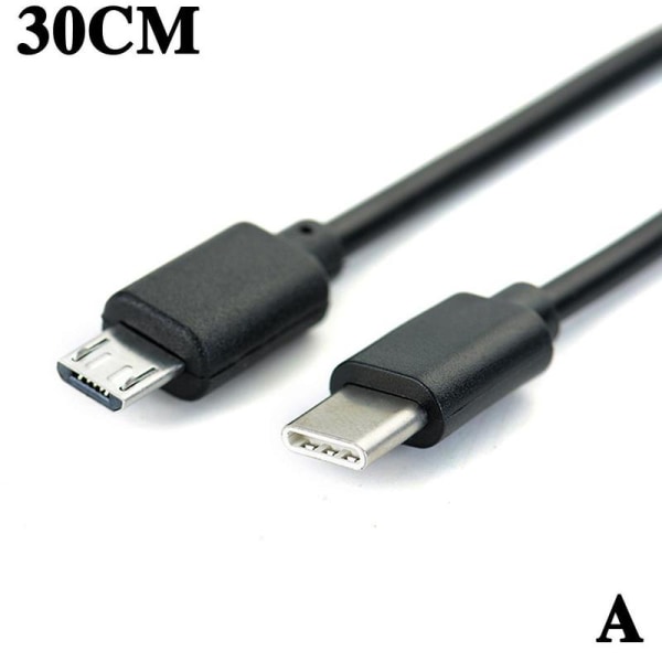 1X USB-C Typ C till Micro USB Hane Synk OTG Laddning Dataöverföring blackA 0.3m