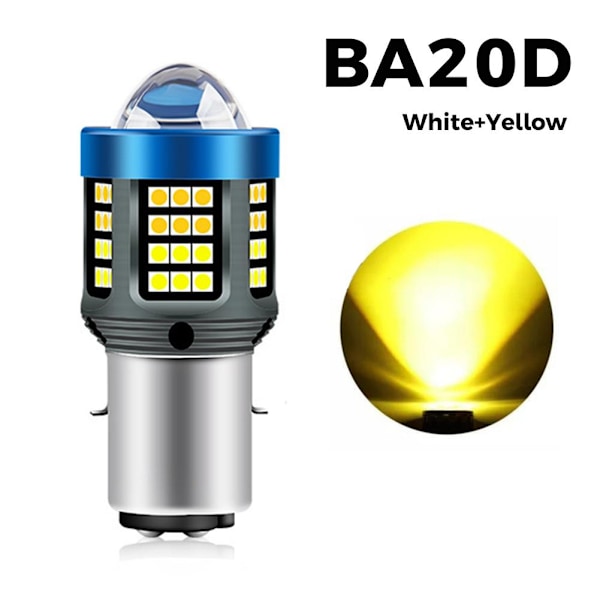 LED Motorcykelstrålkastare H4 BA20D P15D Vit/Gul Ultra Hög B White+yellow BA20D One size
