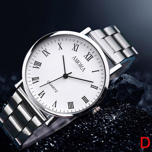Klocka för män Ej vattentät Original Rostfritt Stål Quartz Bla Silvery White Roman numeral