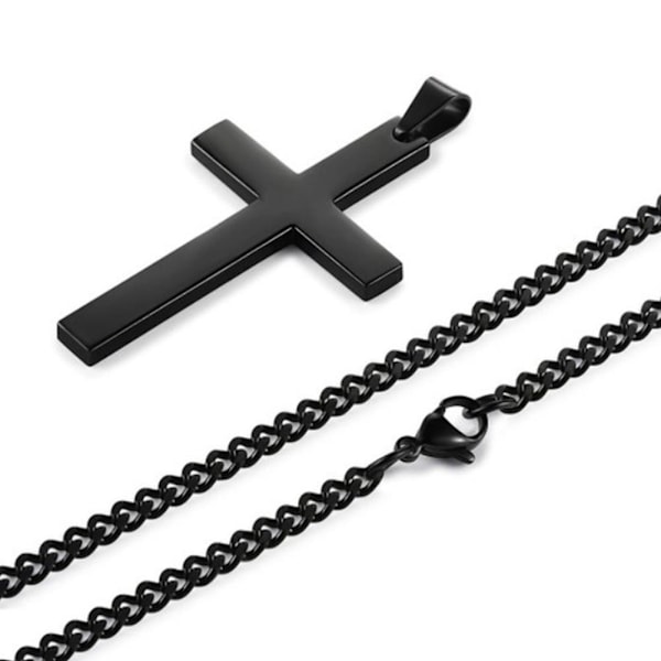 Enkelt, slätt korshänge halsband smycken män ny U2 black null