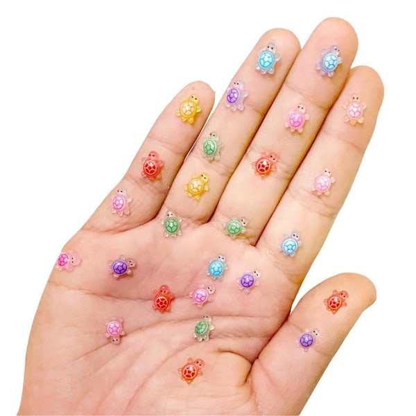 100 st Mini Sköldpaddor, Små Sköldpadds Leksaker Mini Resin Djur, Söta