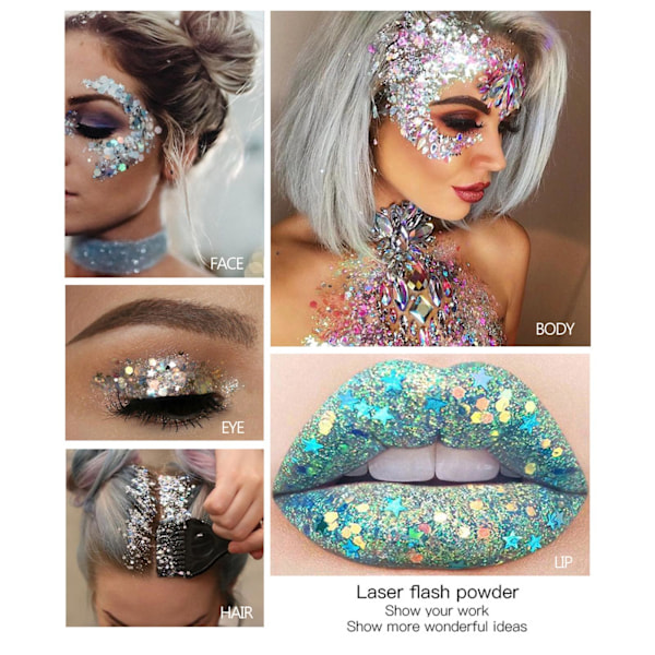 Glitter Iridescent Ansikte Kroppsmålning Smink Gel Natt Party Festi 4 35g