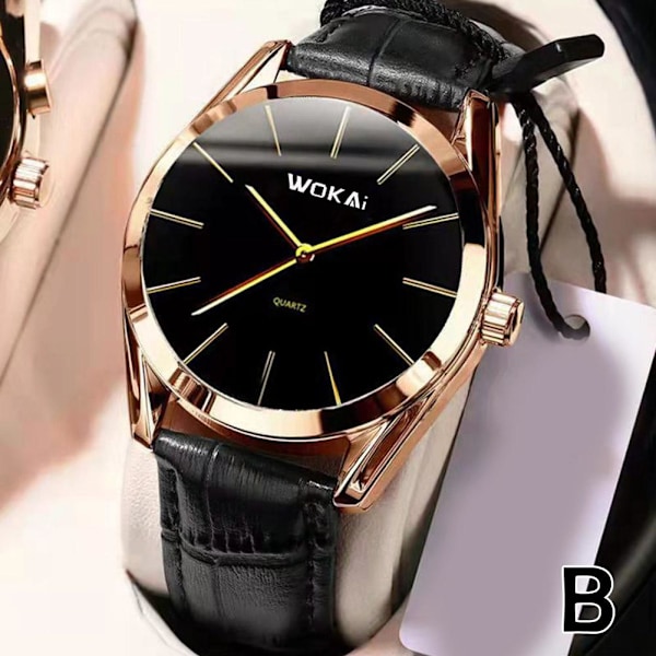 Wokai Herrar Business Lyx Bälte Klocka Sport Analog Kvarts Klocka Black Brown