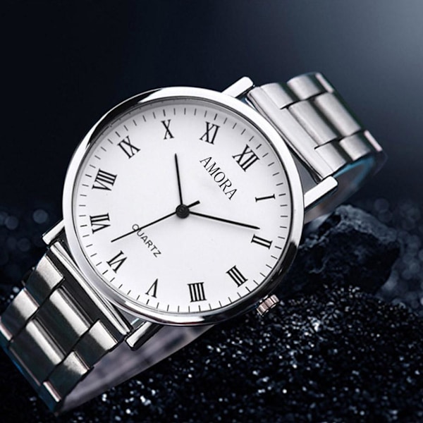 Klocka för män Ej vattentät Original Rostfritt Stål Quartz Bla White One size