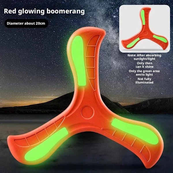 Boomerang Självlysande Flygande TeFat Mjuk Återvinningsbar för Barn Red 1pcs