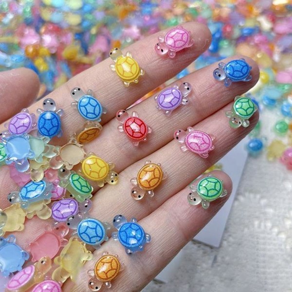 100 st Mini Sköldpaddor, Små Sköldpadds Leksaker Mini Resin Djur, Söta