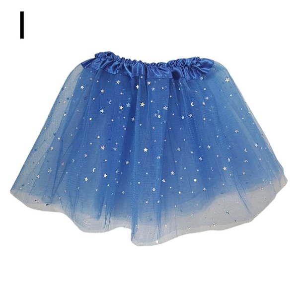 Glittrig Meshkjol för Barn Flickors Dansuppvisningskjol Hal Dark blue 1pcs